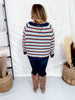 Multi Colored Striped V - Neck Sweater Top - Whiskey Skies - J.NNA