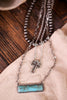Multi Layered Cross Necklace with Stone Pendant - Whiskey Skies - BOHO RANCH SHOP