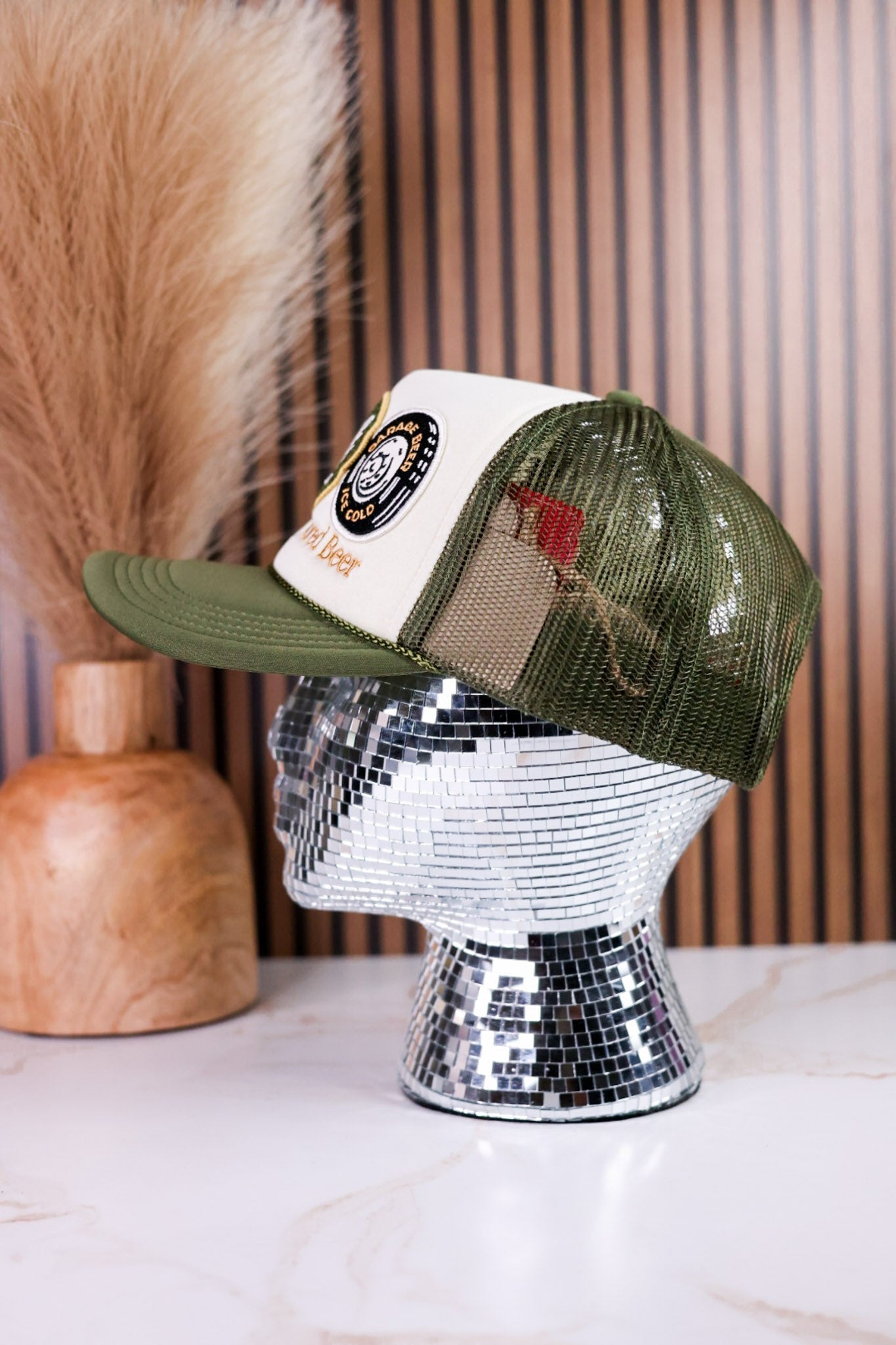 Multi Patch Garage Beer Iconic Roscoe Trucker Hat - Whiskey Skies - AMERICAN NEEDLE