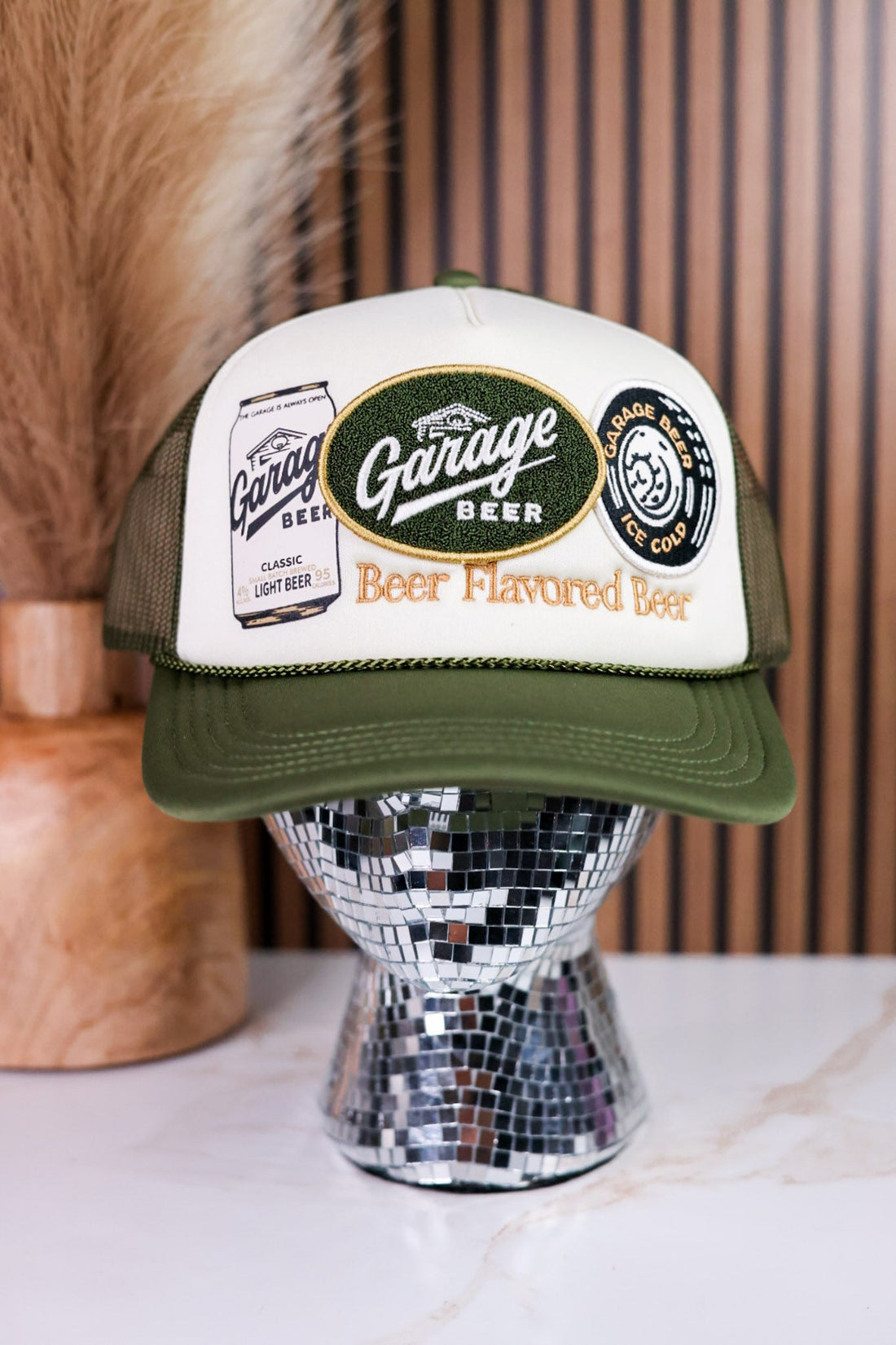 Multi Patch Garage Beer Iconic Roscoe Trucker Hat - Whiskey Skies - AMERICAN NEEDLE