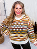 Multicolor Hexagon Knit Sweater - Whiskey Skies - GEEGEE