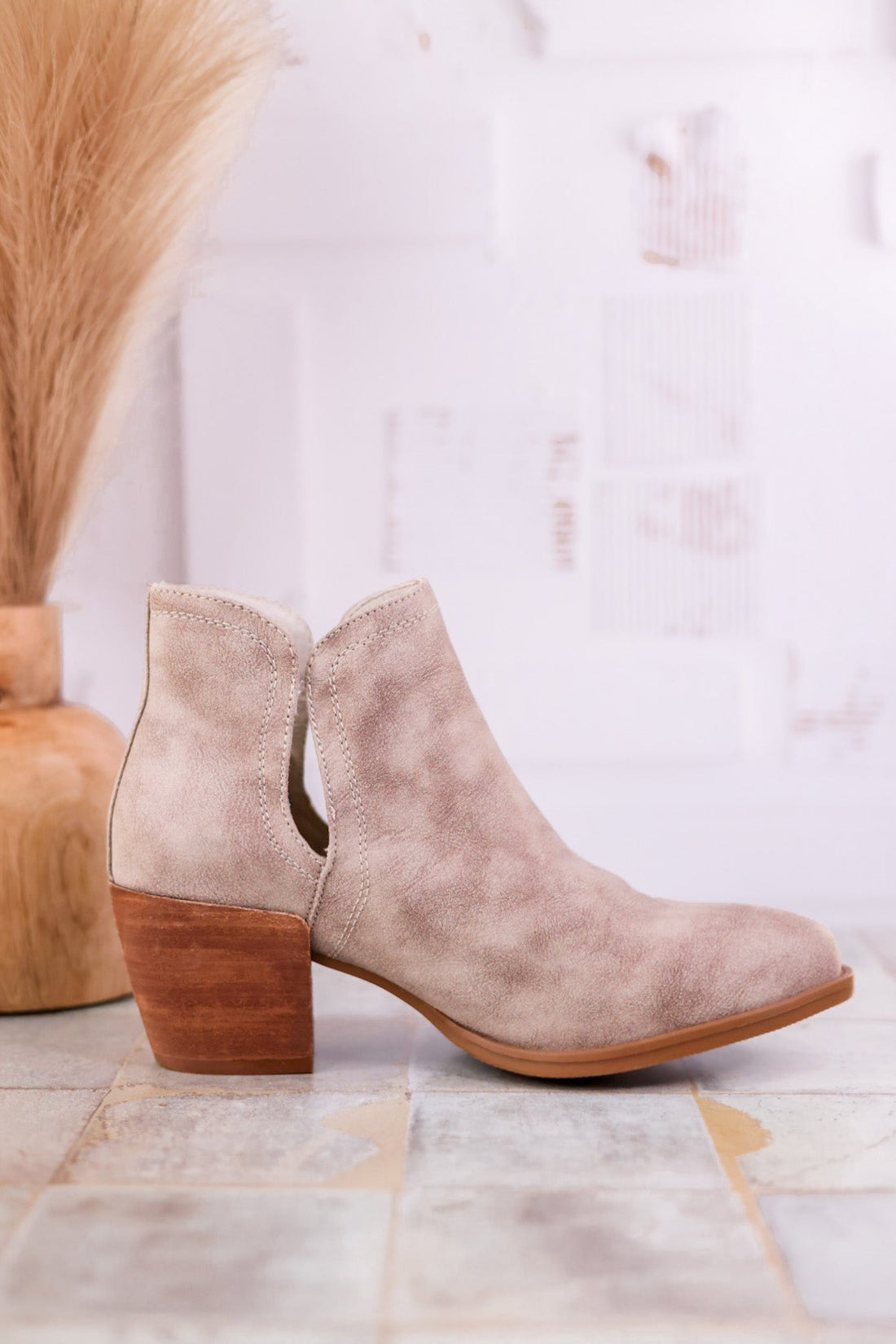 Mushroom Earth Tone Slip On Ankle Bootie FINAL SALE - Whiskey Skies - VERY G