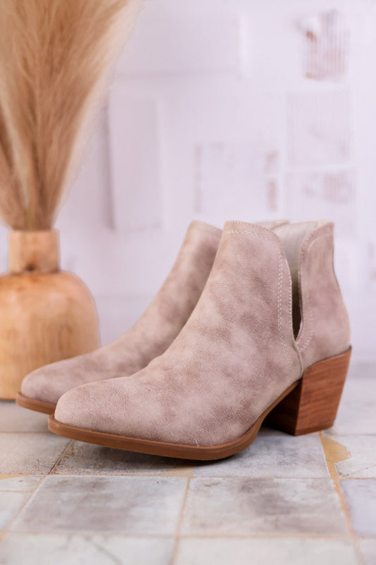 Mushroom Earth Tone Slip On Ankle Bootie FINAL SALE - Whiskey Skies - VERY G