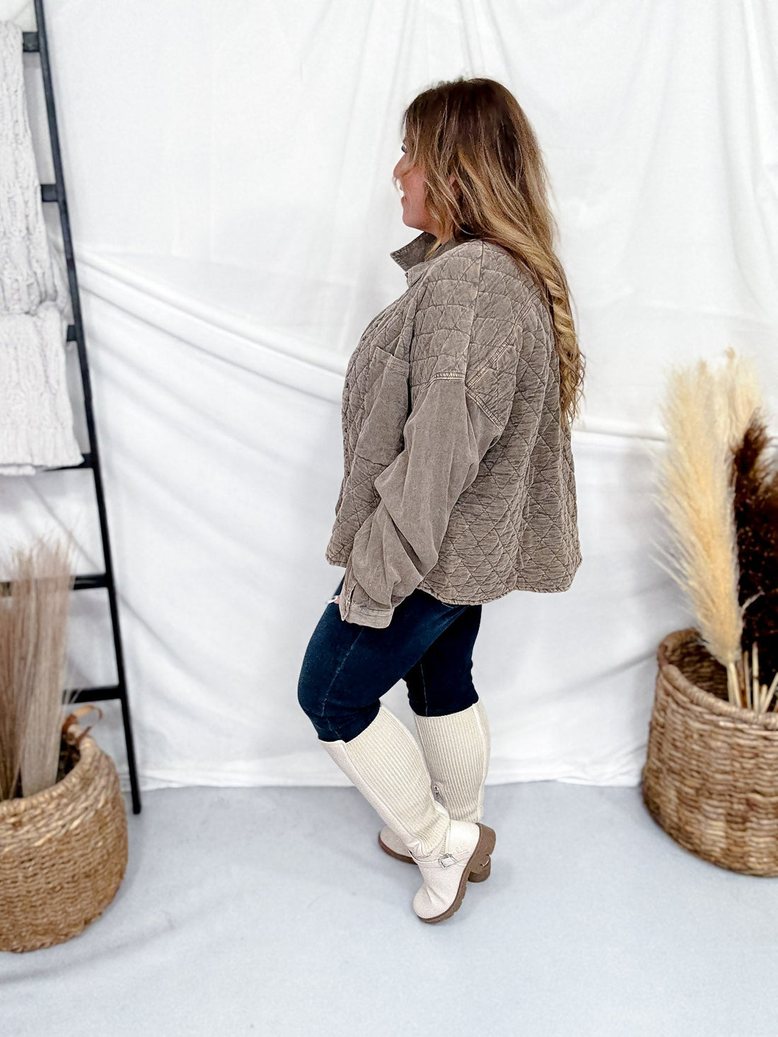 Mushroom Olive Corduroy Mineral Washed Shacket - Whiskey Skies - OLI & HALI