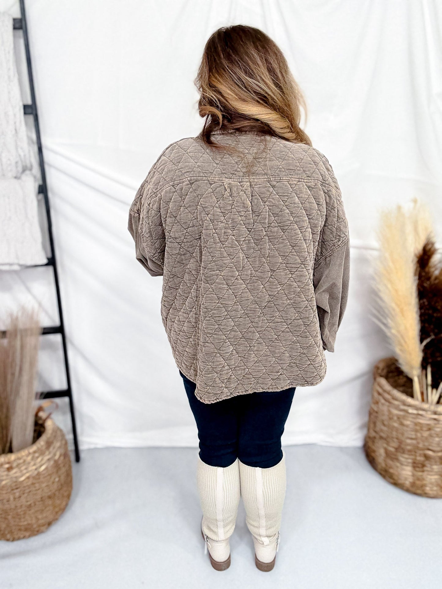 Mushroom Olive Corduroy Mineral Washed Shacket - Whiskey Skies - OLI & HALI