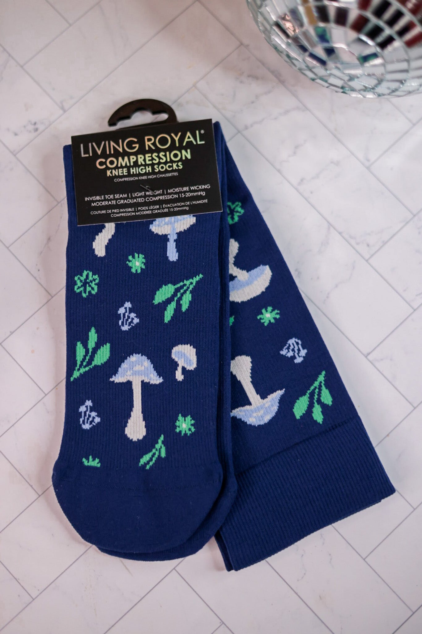 Mushroom Print Compression Socks - Whiskey Skies - LIVING ROYAL