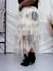 Musical Notes Ivory Mesh Skirt - Whiskey Skies - ORIGAMI APPAREL