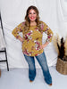 Mustard 3/4 Sleeve Floral Print Top - Whiskey Skies - DEAR SCARLETT