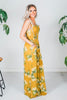 Mustard Floral Print Ruffle Detail Smocked Jumpsuit - Whiskey Skies - DAVI & DANI