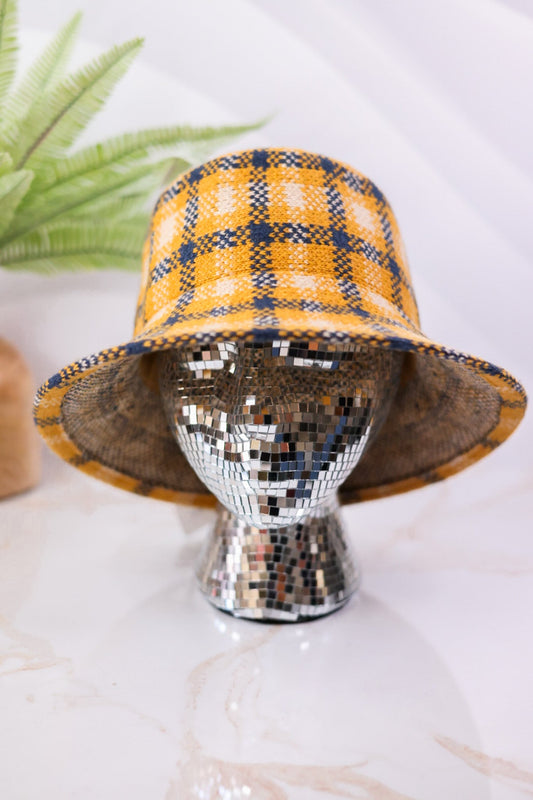 Mustard Plaid Checkered Bucket Hat - Whiskey Skies - SAN DIEGO HAT COMPANY