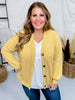 Mustard Yellow Ribbed Button Down Cardigan - Whiskey Skies - STYLIVE