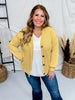 Mustard Yellow Ribbed Button Down Cardigan - Whiskey Skies - STYLIVE