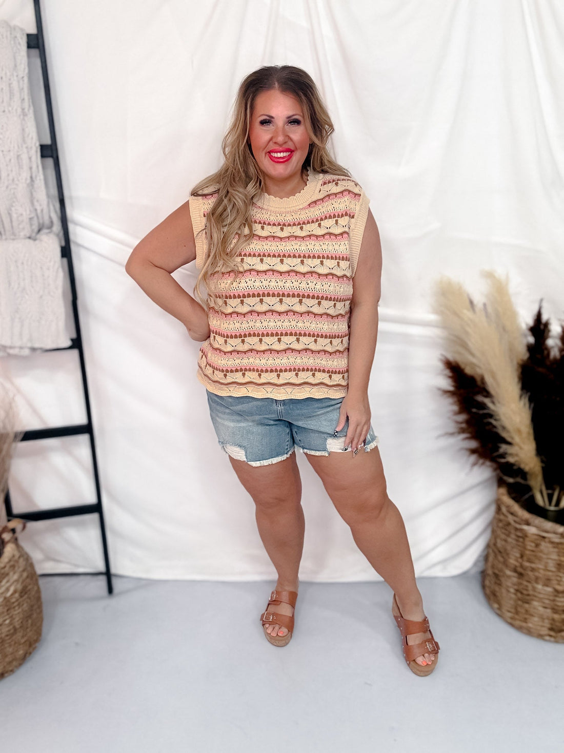 Muti Colored Stripe Sweater Vest - Whiskey Skies - POLAGRAM + BAEVELY