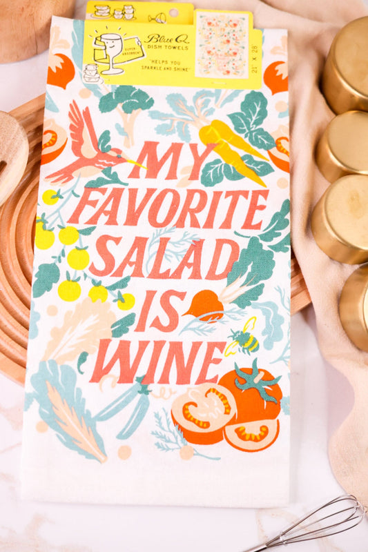 My Favorite Salad Is Wine Dish Towel - Whiskey Skies - BLUE Q