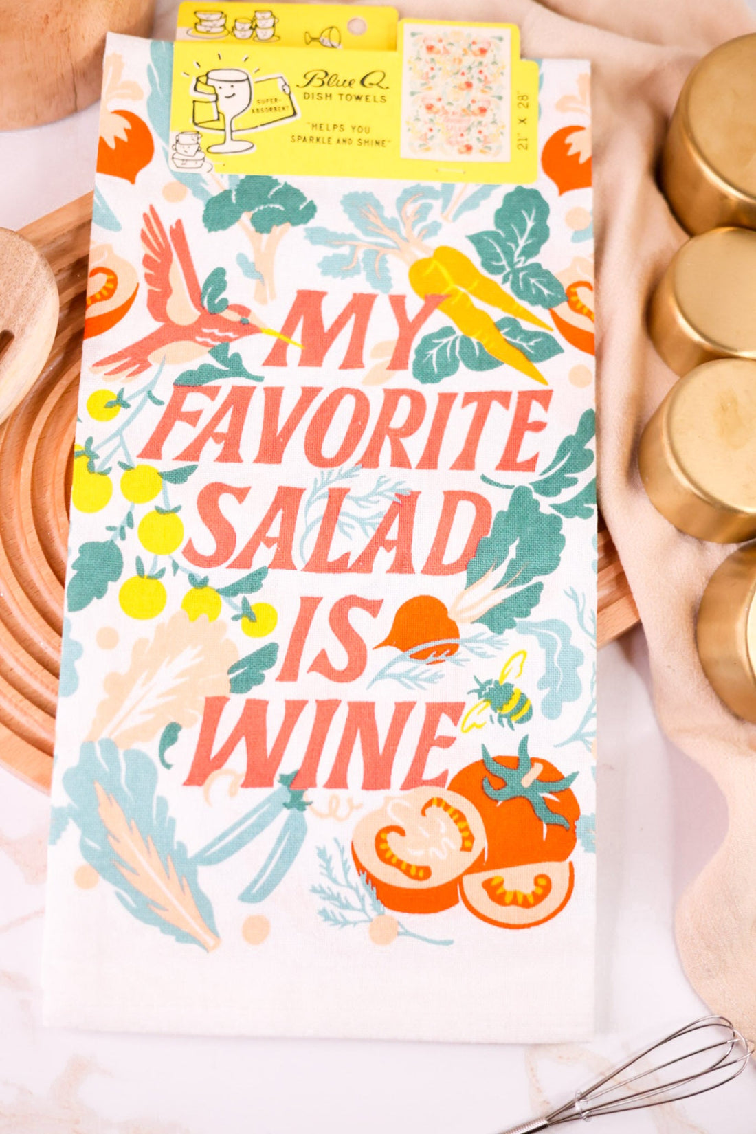 My Favorite Salad Is Wine Dish Towel - Whiskey Skies - BLUE Q