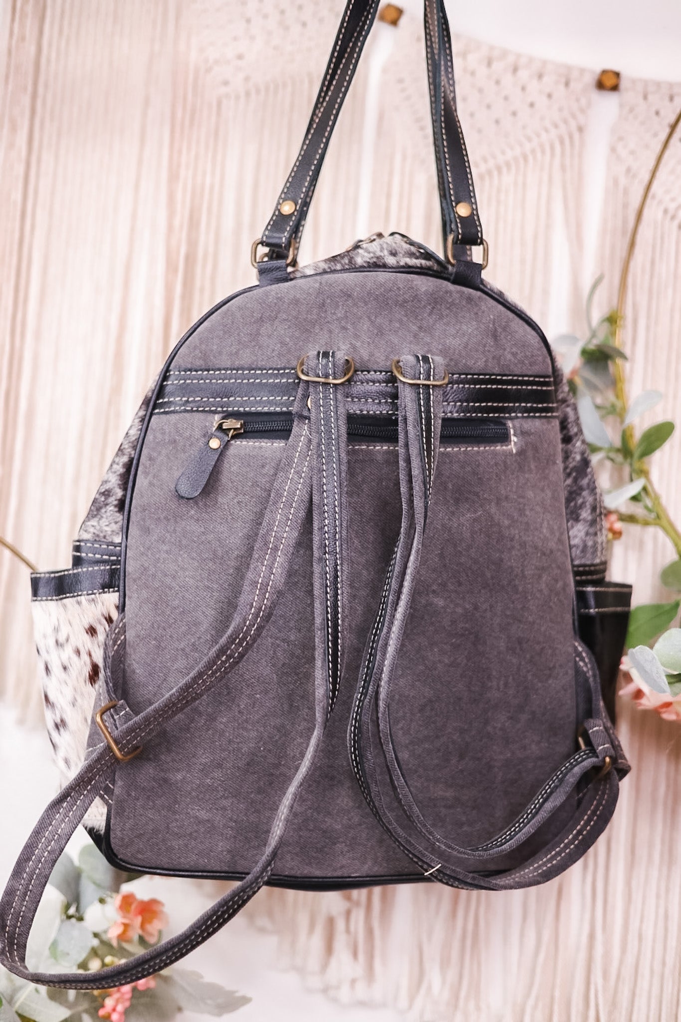 My Vista Hand Tooled Backpack Bag - Whiskey Skies - KHEMCHAND HANDICRAFT