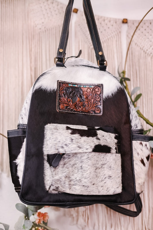 My Vista Hand Tooled Backpack Bag - Whiskey Skies - KHEMCHAND HANDICRAFT