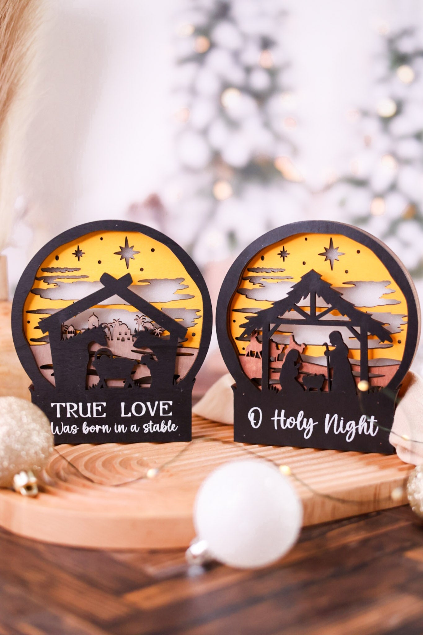 Nativity Scene Tabletop Decorations W/ Lights (2 Styles) - Whiskey Skies - HANNA'S HANDIWORKS