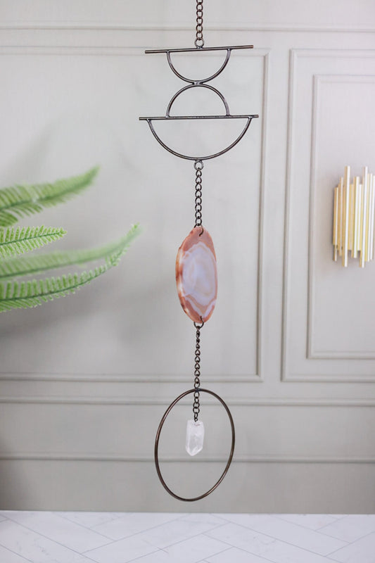 Natural Agate Crystal Wall Hanging - Whiskey Skies - GEO CENTRAL