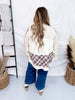 Natural Color Mixed Print Long Sleeve Henley Top - Whiskey Skies - POL CLOTHING INC.