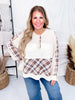 Natural Color Mixed Print Long Sleeve Henley Top - Whiskey Skies - POL CLOTHING INC.