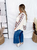 Natural Color Mixed Print Long Sleeve Henley Top - Whiskey Skies - POL CLOTHING INC.