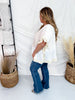 Natural Coloring Textured Patchwork Short Sleeve Floral Sweater Top - Whiskey Skies - DAVI & DANI