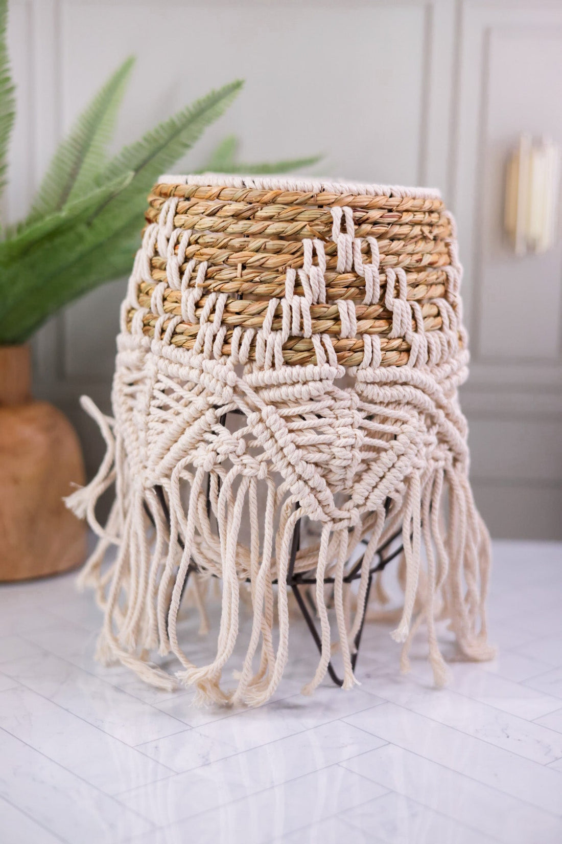 Natural Seagrass Lantern - Whiskey Skies - TRANSPAC