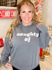 Naughty AF Crew Neck Sweatshirt - Whiskey Skies - STATED BRANDS