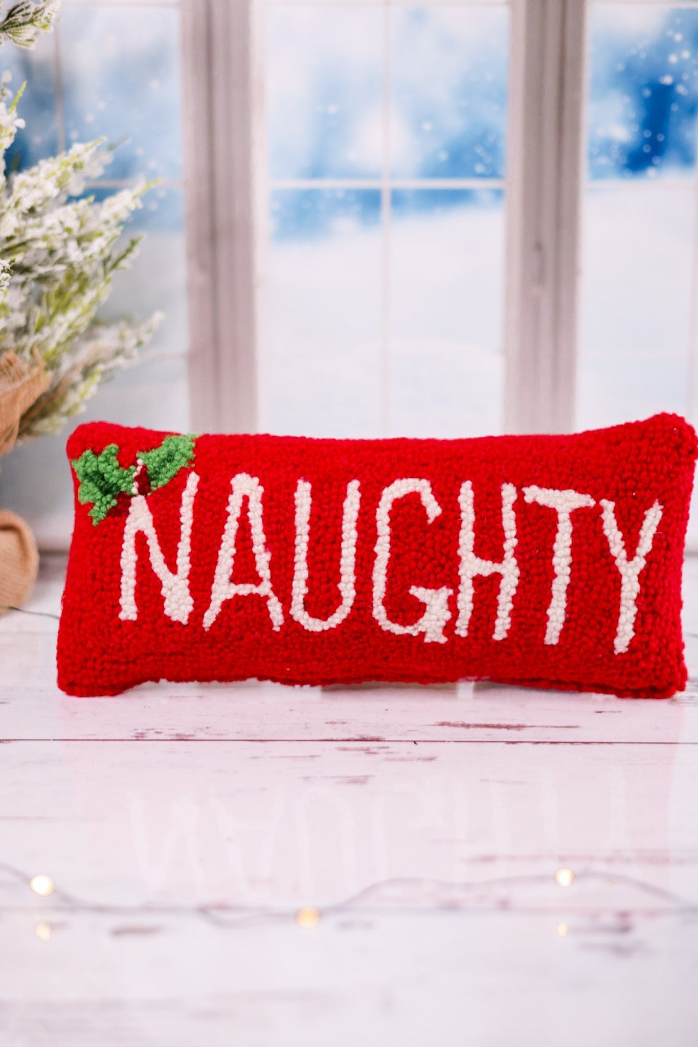 Naughty List Christmas Throw Pillow - Whiskey Skies - PEKING HANDICRAFT