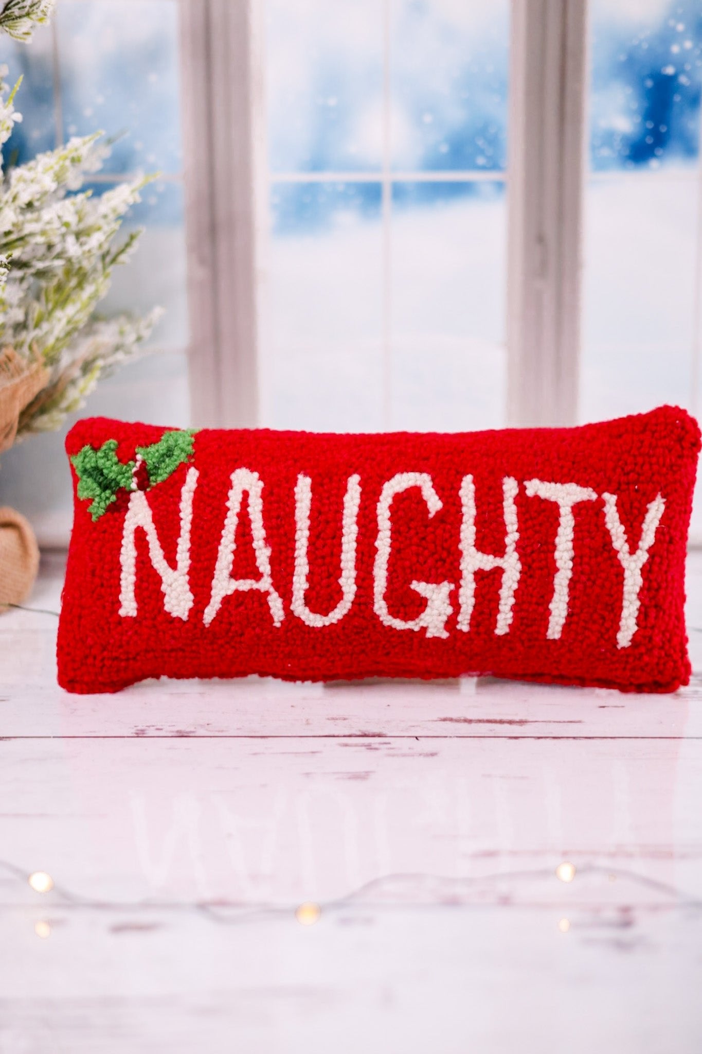 Naughty List Christmas Throw Pillow - Whiskey Skies - PEKING HANDICRAFT