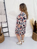 Navy A - Line Dress with Magnolia Floral Pattern - Whiskey Skies - DEAR SCARLETT