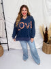 Navy Acid Washed Lace Love Sweatshirt - Whiskey Skies - ODDI