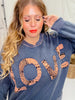 Navy Acid Washed Lace Love Sweatshirt - Whiskey Skies - ODDI