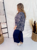 Navy and Grey Animal Print Lizzy Top - Whiskey Skies - DEAR SCARLETT