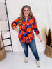 Navy and Orange Rose Patterned Lizzy Top - Whiskey Skies - DEAR SCARLETT