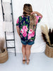 Navy and Pink Rose Print Dolman Sleeve Top - Whiskey Skies - DEAR SCARLETT