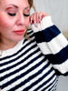 Navy And White Striped Pullover Sweater - Whiskey Skies - HAYDEN
