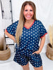 Navy Blue Star Print Elastic Waist Shorts - Whiskey Skies - SOUTHERN GRACE