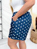 Navy Blue Star Print Elastic Waist Shorts - Whiskey Skies - SOUTHERN GRACE
