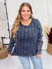Navy Cable Knit Sweater - Whiskey Skies - HAYDEN