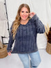 Navy Cable Knit Sweater - Whiskey Skies - HAYDEN