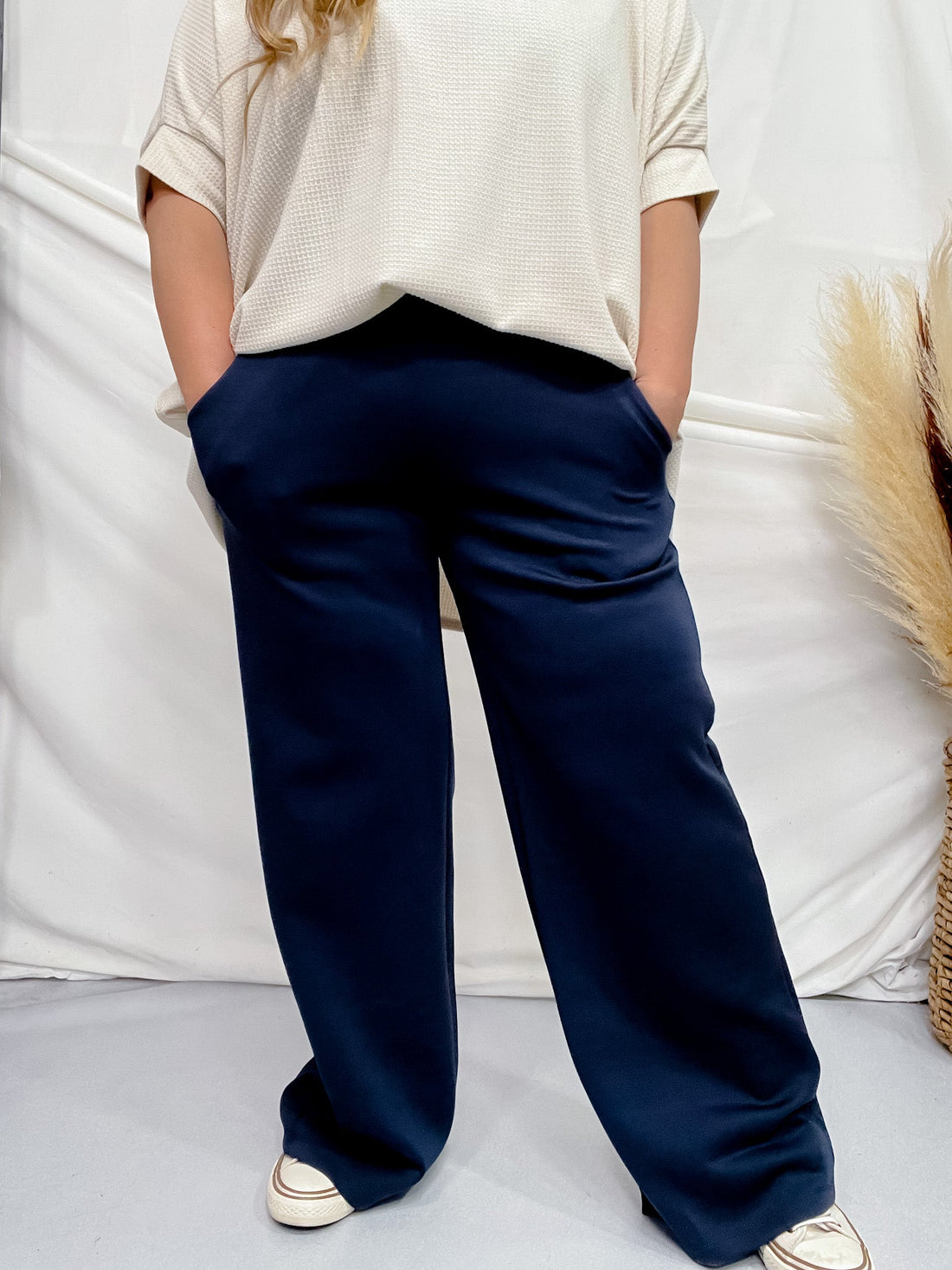 Navy Elastic Waist Modal Pants - Whiskey Skies - DEAR SCARLETT