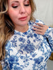 Navy Floral Long Sleeve Mesh Top - Whiskey Skies - SHIRLEY & STONE