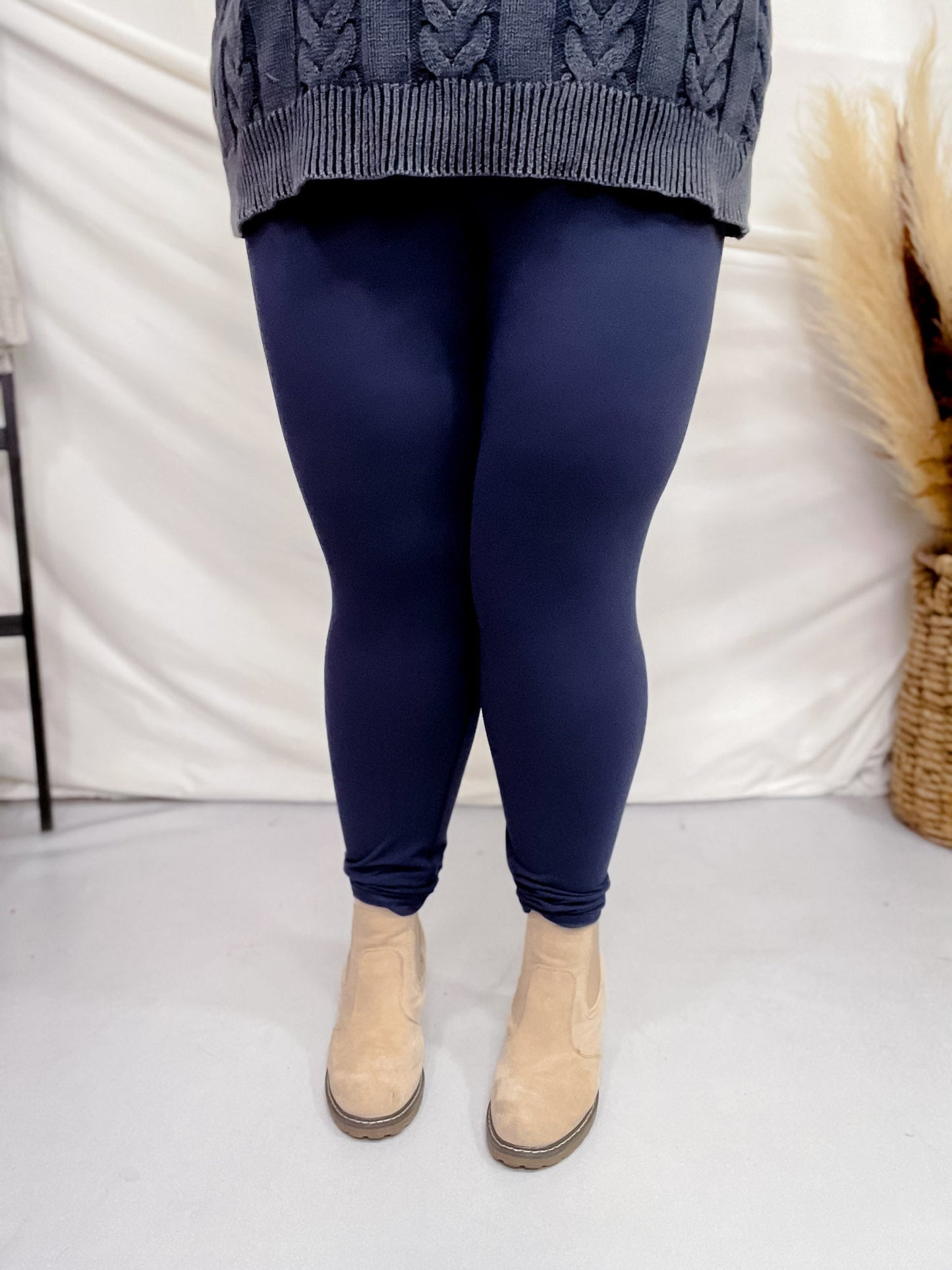 Navy High Waist Butter Soft Leggings - Whiskey Skies - RAE MODE