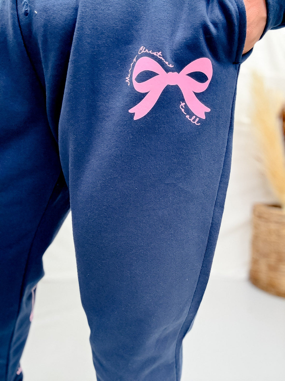 Navy Joggers With Pink Nutcrackers & Bows - Whiskey Skies - SOUTHERN BLISS COMPANY