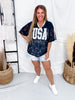 Navy Lace "USA" Short Sleeve Jersey - Whiskey Skies - SOUTHERN GRACE