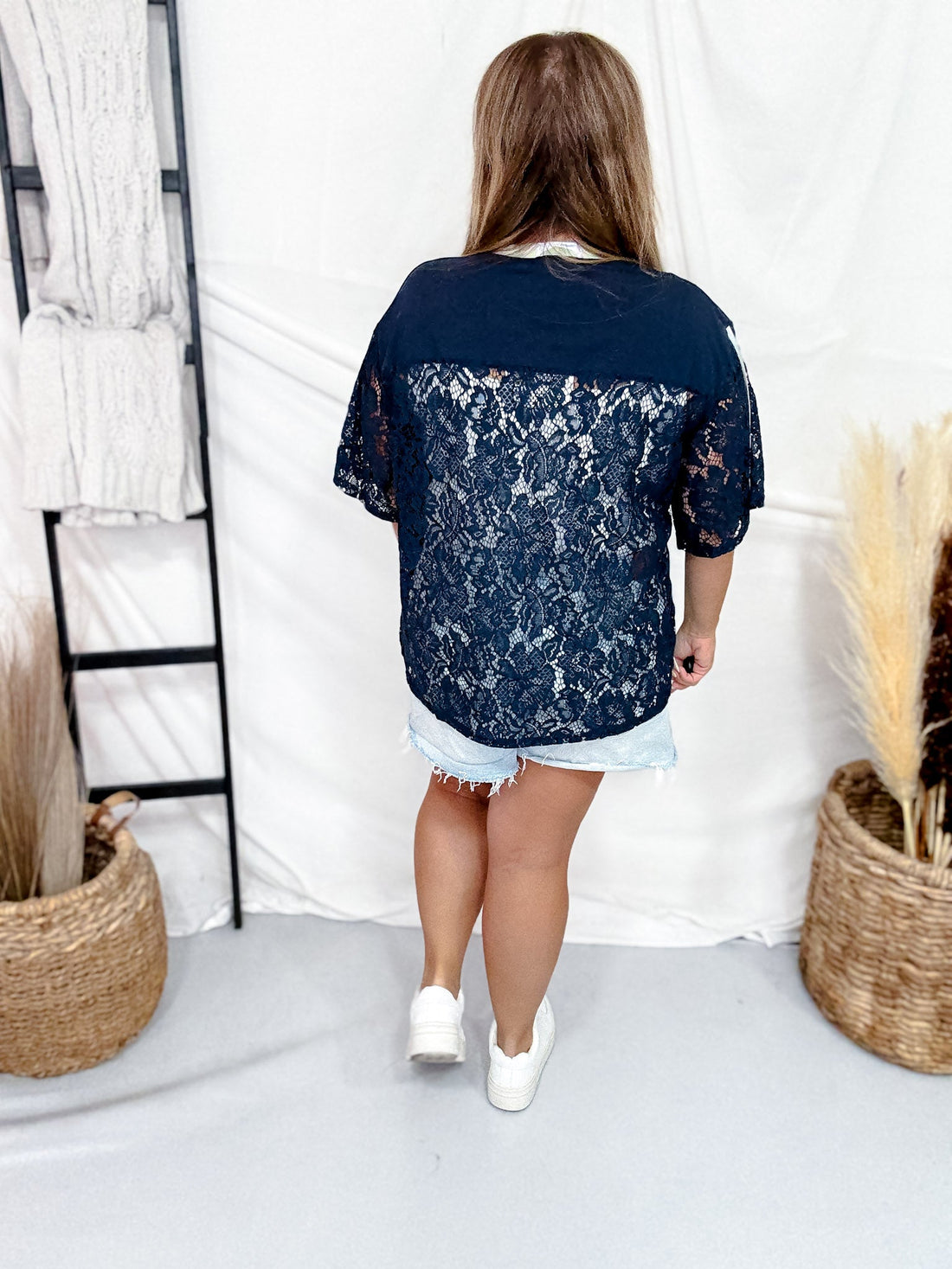 Navy Lace "USA" Short Sleeve Jersey - Whiskey Skies - SOUTHERN GRACE