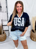 Navy Lace "USA" Short Sleeve Jersey - Whiskey Skies - SOUTHERN GRACE