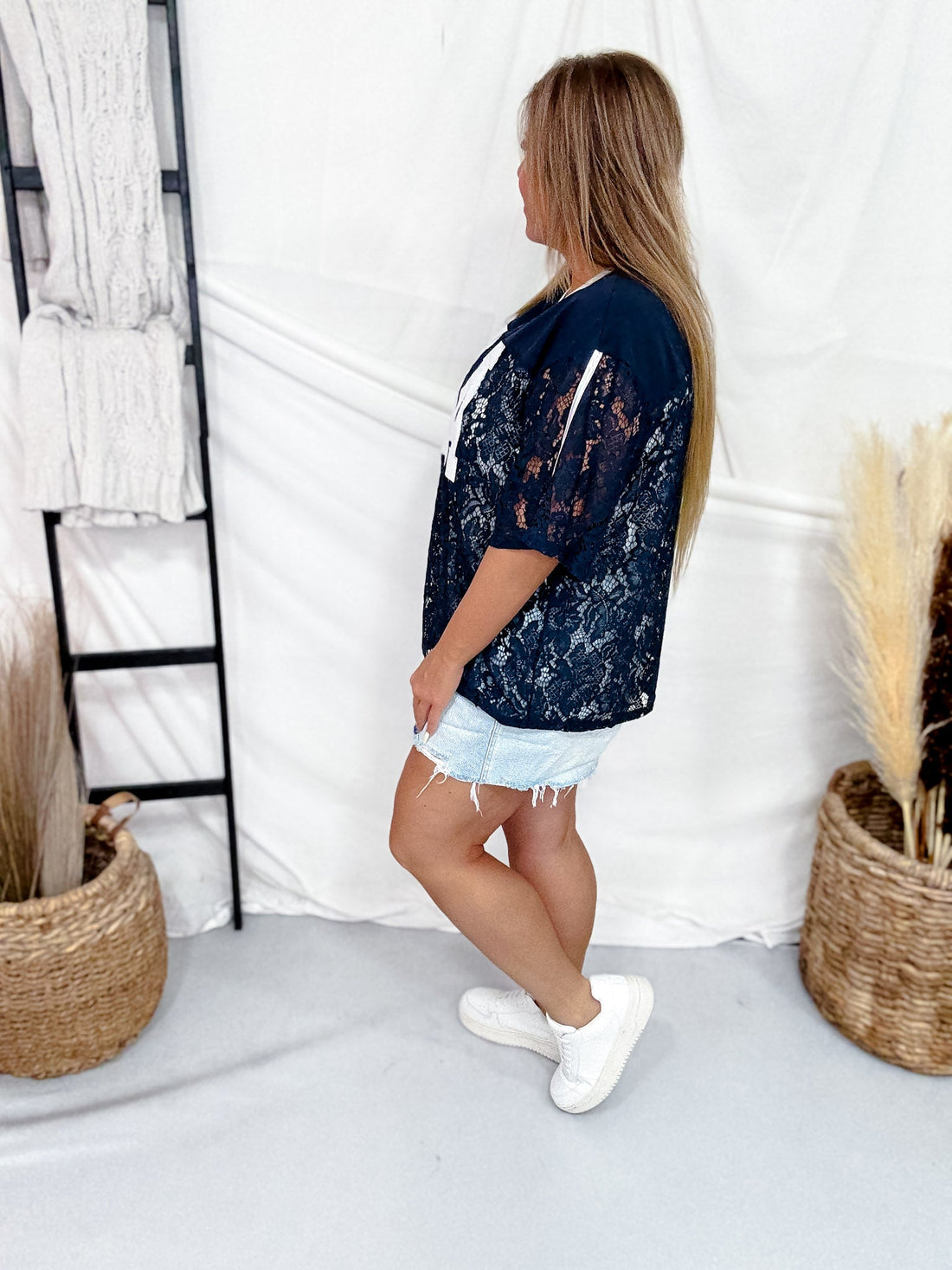 Navy Lace "USA" Short Sleeve Jersey - Whiskey Skies - SOUTHERN GRACE